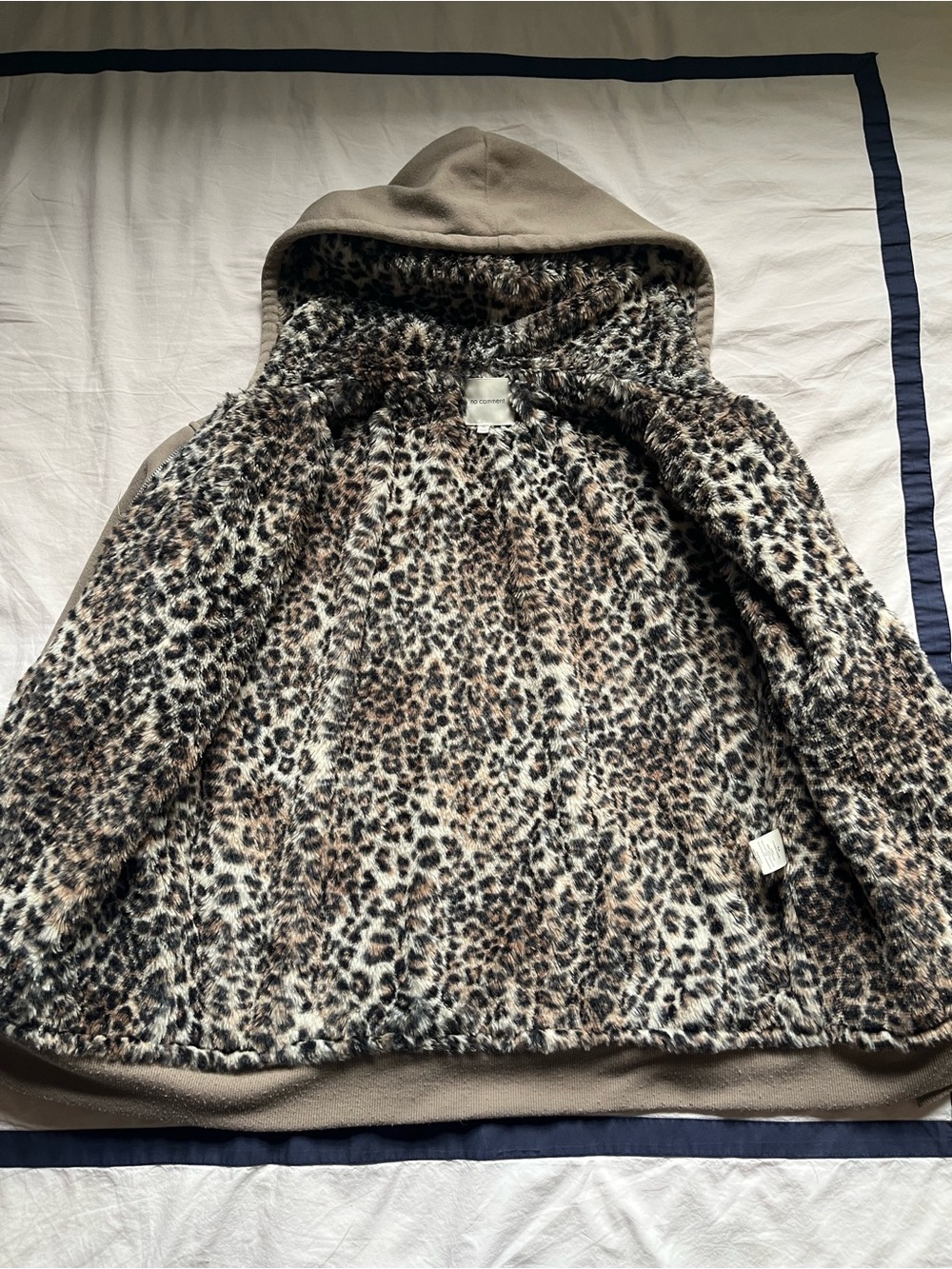 Leopard print zip up hoodie with heart detail
